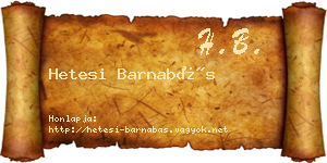 Hetesi Barnabás névjegykártya
